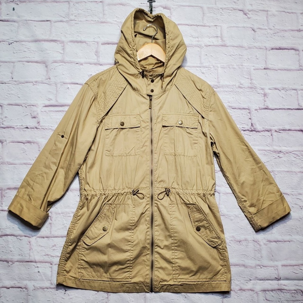 Michael Kors Utility Style Jacket Womens Small Tan Cotton Safari Adventure Coat‎